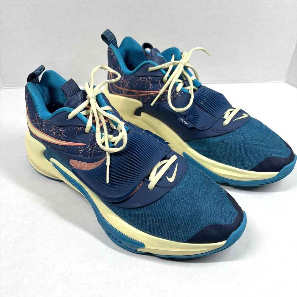 Nike Zoom Freak 3 NRG Mens 15 Giannis Blue Citron Valentines DH7347-900 EUC - Picture 6 of 7